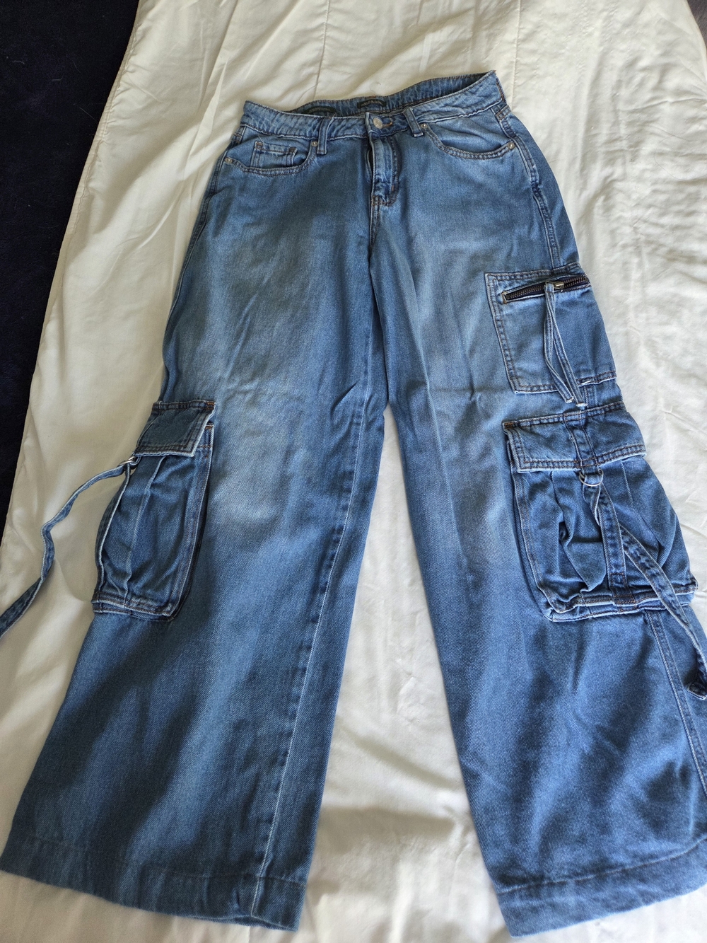 wild fable Blue Wide-Leg Cargo Jeans